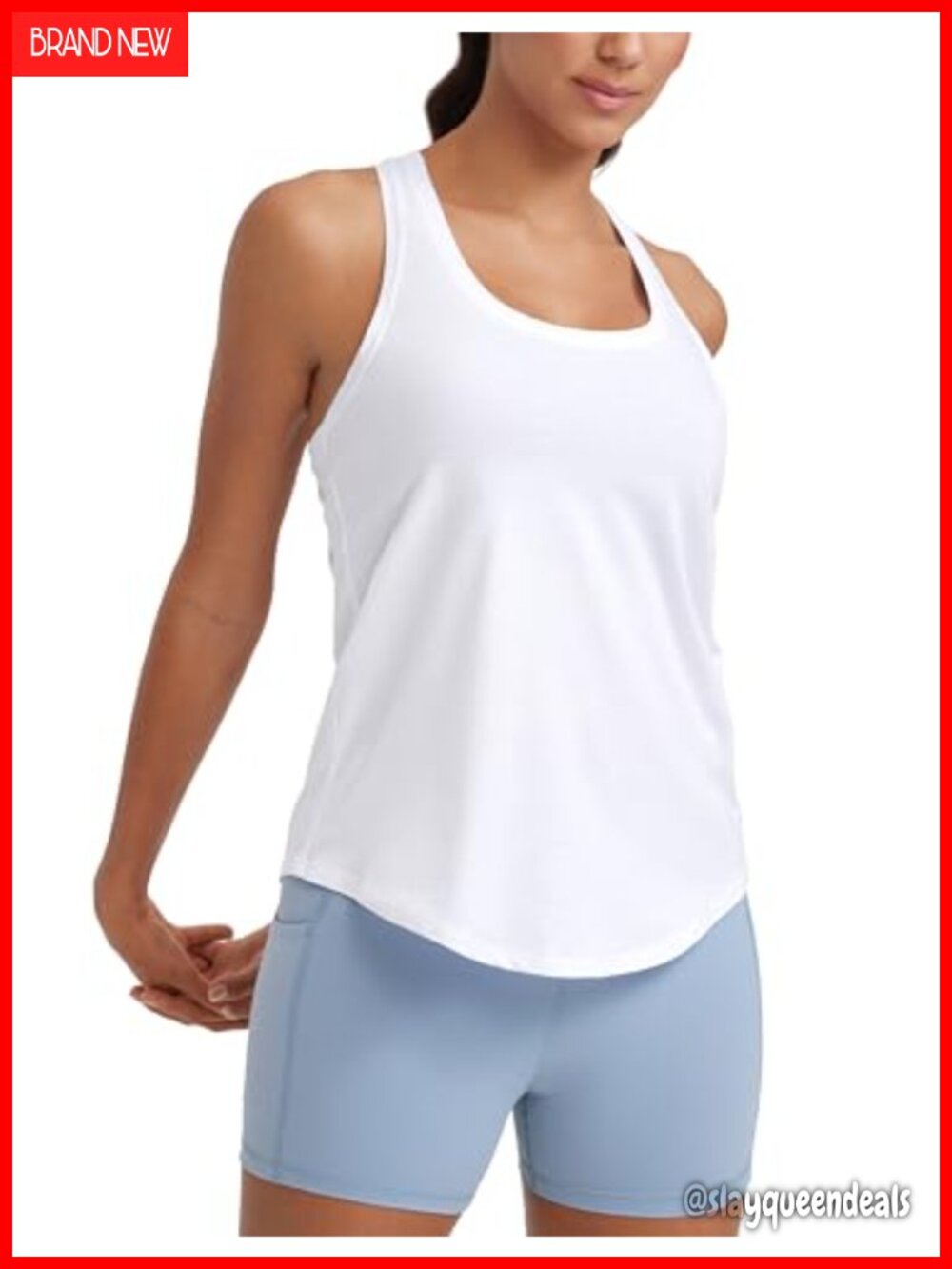 Pima Cotton Racerback Tank Top Sleeveless U Neckline Yoga Workout